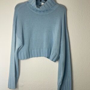 Divided by H&M sky blue knit turtleneck crop sweater size junior medium